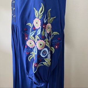 Blue Rain Excellent Condition, Size S, Embordered Colorful Bell Sleeves